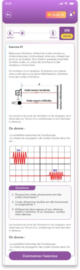 Écran d’introduction d’exercice