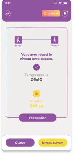 Écran de réussite de niveau