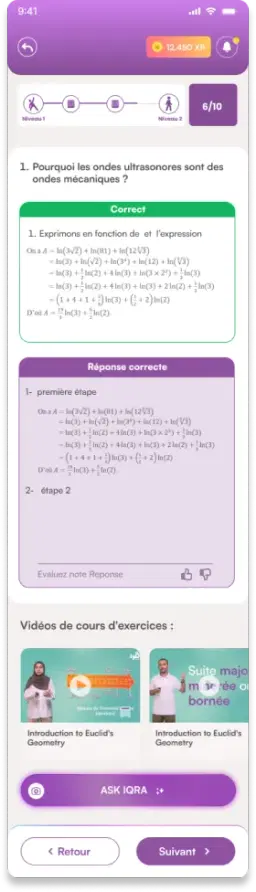 Écran de correction